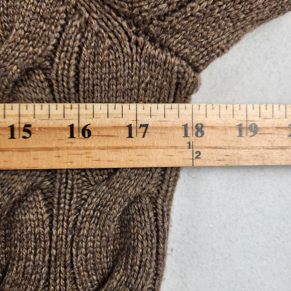 L.L. Bean Cable Knit Cardigan Wool Blend Women’s SZ M Chocolate Brown - Picture 8 of 11